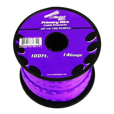 AUDIOPIPE 100 ft. 14 Gauge Primary Wire, Purple AP14100PL